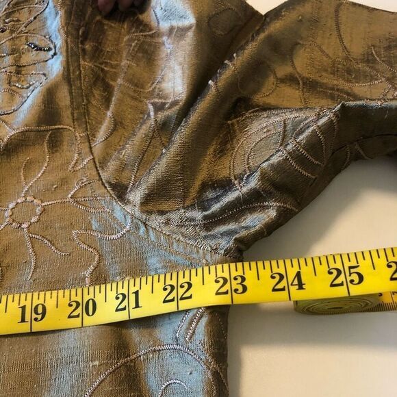 Vtg. Chico’s Gold Embroidered, Beaded Dupioni Silk Jkt/Topper Sz 12 Old Money - Picture 10 of 15